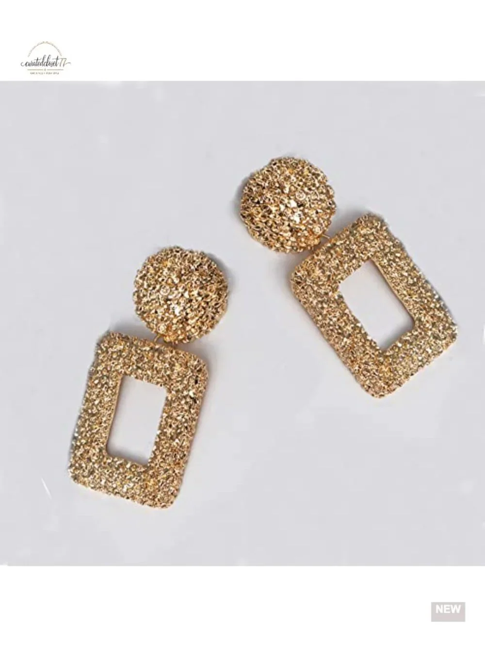 Gold Plated Geometric Statement Dangle Earrings, Boho Drop Earrings